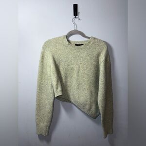 Diagonal Womens Green Line asymmetrical Knit Top Wool llama Blend Sz M EUC